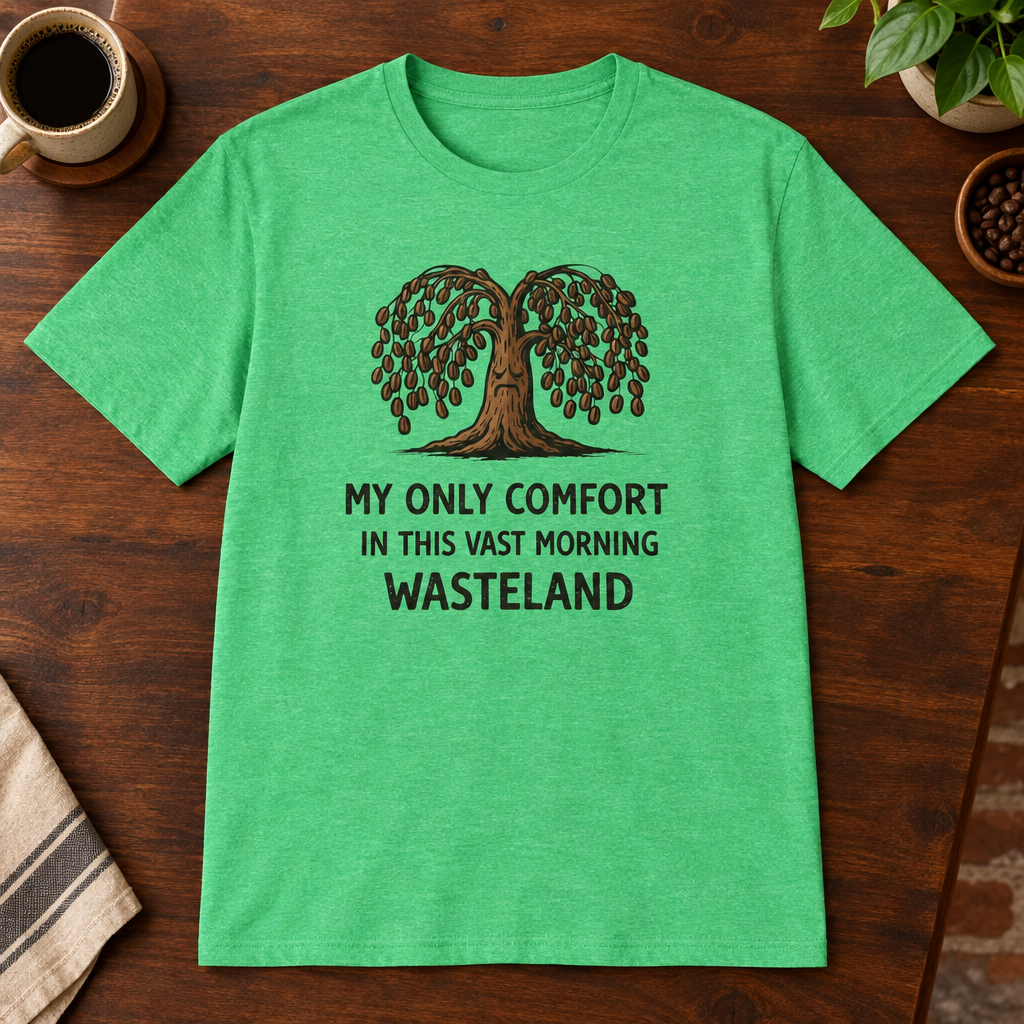 My Only Comfort T-Shirt Heather Irish Green close-fill short-sleeve coffee-bar flat lay
