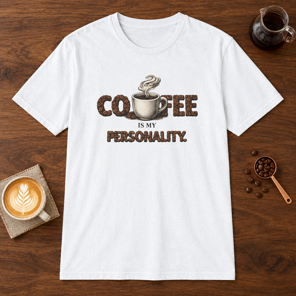 Coffee is My Personality T-Shirt White coffee bar mockup