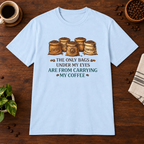 Coffee Bags T-Shirt Light Blue short-sleeve coffee-bar flat lay