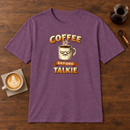 Coffee Before Talkie T-Shirt Heather Maroon coffee bar mockup