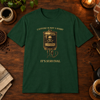 Caffeine Is Not A Habit T-Shirt Forest Green close-fill short-sleeve coffee-bar flat lay