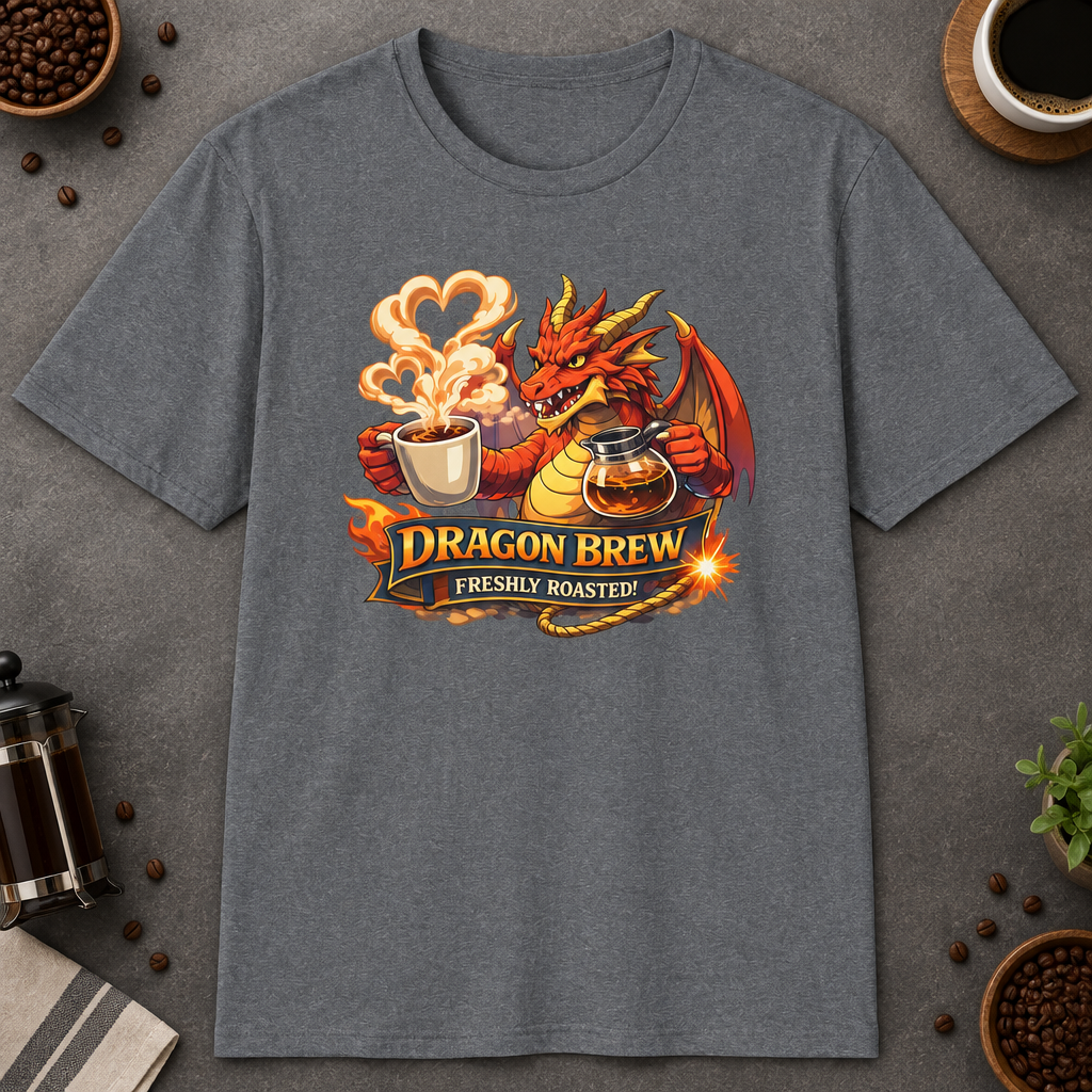Dragon Brew T-Shirt in Dark Chocolate, zoomed lifestyle mockup