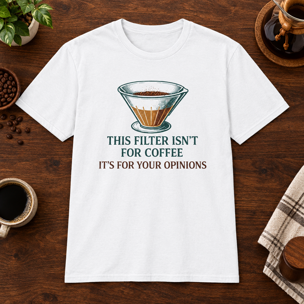 Coffee Filter T-Shirt White short-sleeve coffee-bar flat lay