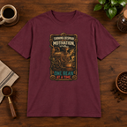 Motivation T-Shirt Maroon short-sleeve coffee-bar flat lay