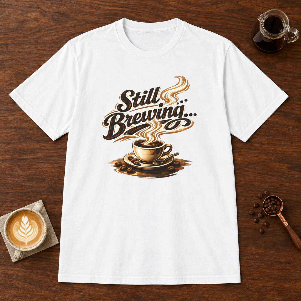 Still Brewing T-Shirt White coffee bar mockup