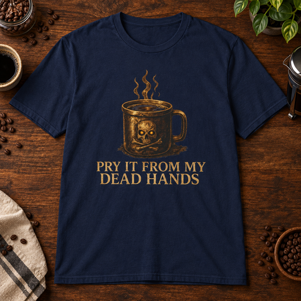 Pry It From My Dead Hands T-Shirt Navy coffee-bar flat lay