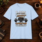 I Am a Fitness Addict T-Shirt in Light Blue, coffee bar flat lay mockup