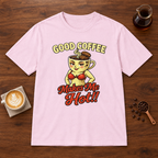 Good Coffee Makes Me Hot T-Shirt Light Pink coffee bar mockup