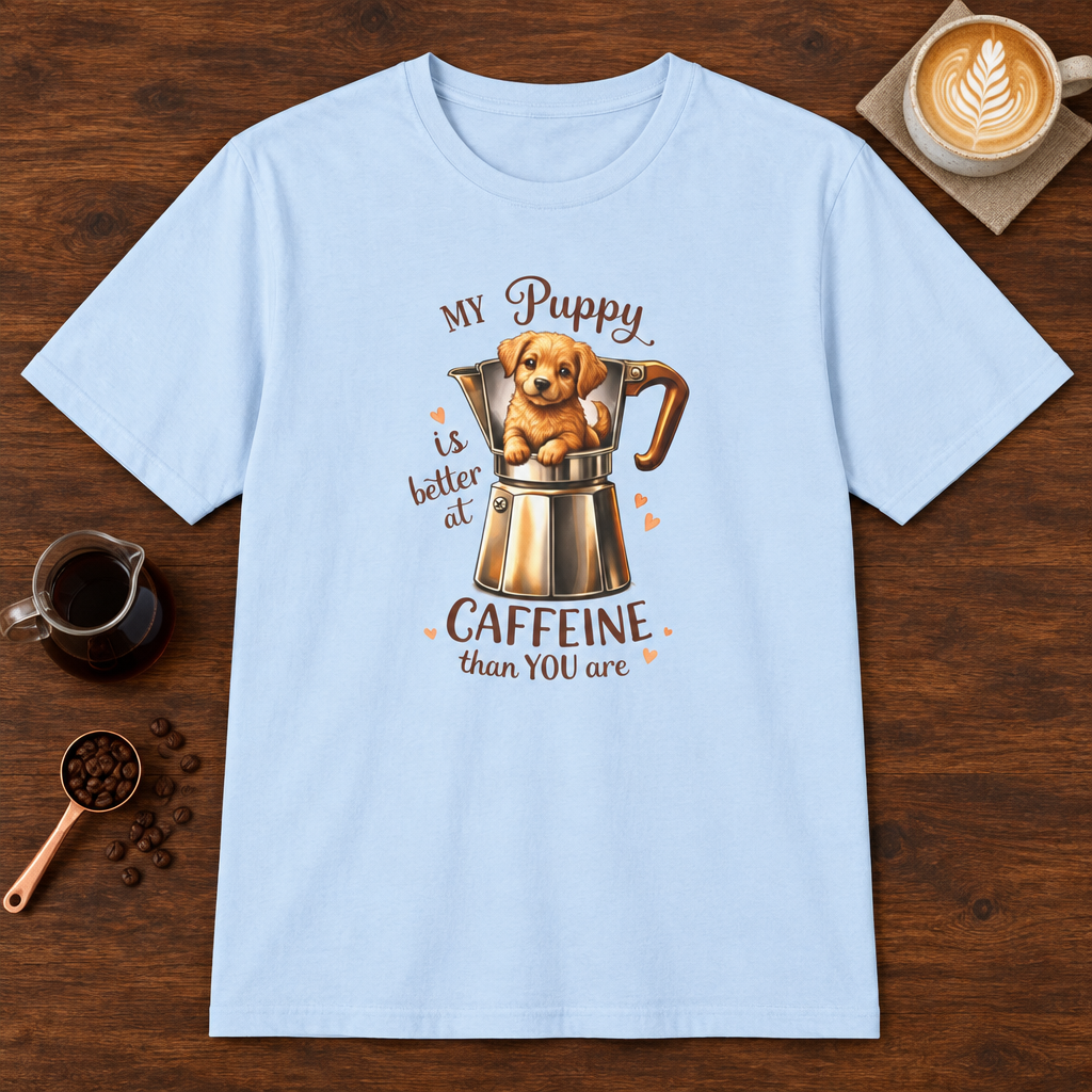 My Puppy - Light Colors T-Shirt Light Blue coffee bar mockup