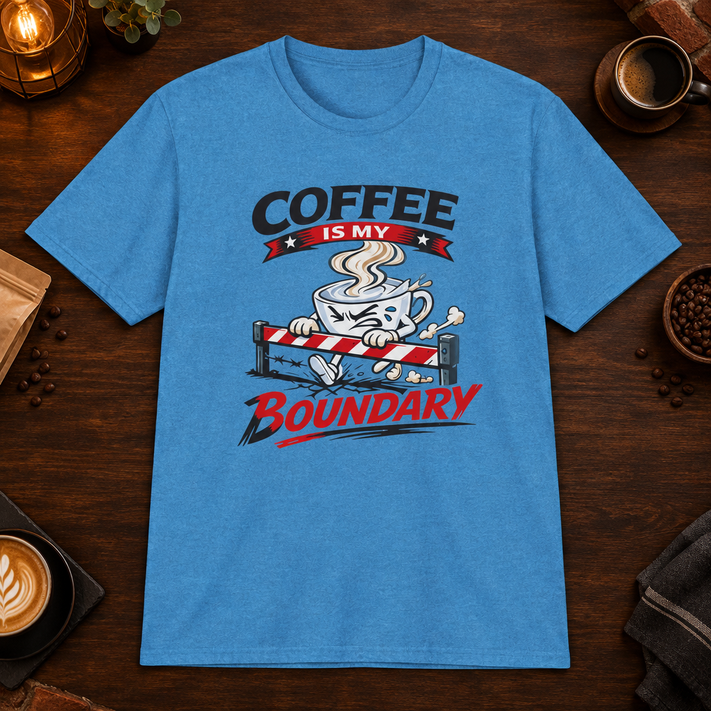 Coffee is My Boundary T-Shirt in White, zoomed lifestyle mockup