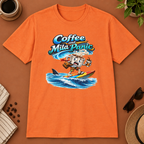 Coffee and Mild Panic T-Shirt in Antique Sapphire, zoomed lifestyle mockup