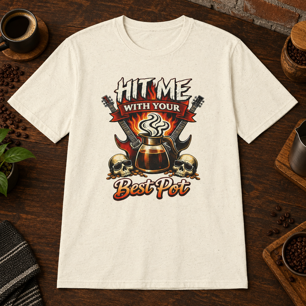 Hit Me with Your Best Pot T-Shirt Natural close-fill short-sleeve coffee-bar flat lay