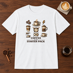 Coffee is My Starter Pack T-Shirt White coffee bar mockup