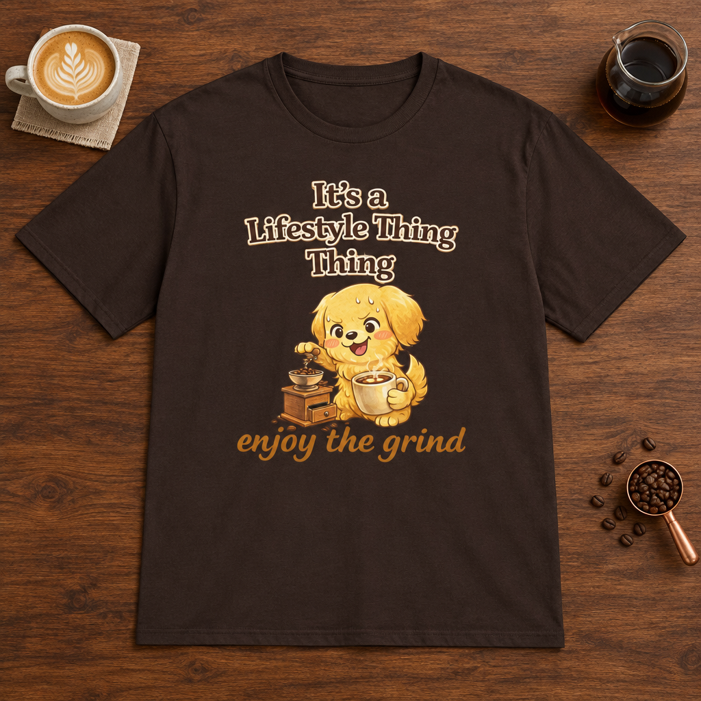 It's a Lifestyle Thing T-Shirt Dark Chocolate coffee bar mockup