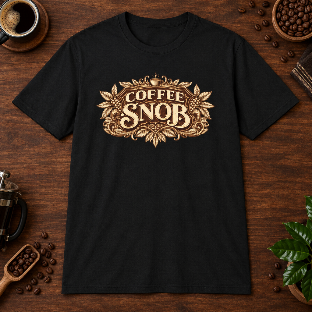 Coffee Snob T-Shirt Black short-sleeve coffee-bar flat lay