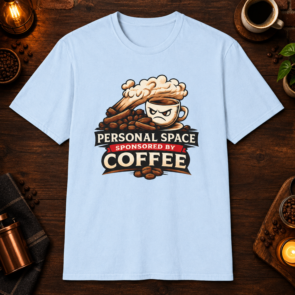 Personal Space T-Shirt in Heather Sapphire, zoomed lifestyle mockup