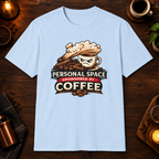 Personal Space T-Shirt in Heather Sapphire, zoomed lifestyle mockup