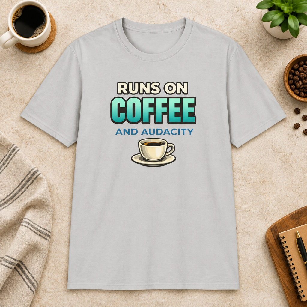 Runs on Coffee T-Shirt in Dark Chocolate, lifestyle mockup