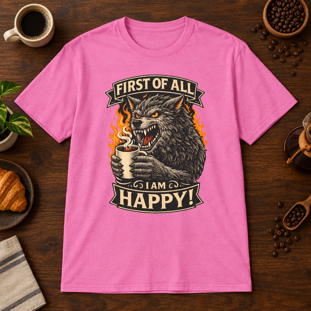 First Of All T-Shirt Azalea coffee-bar flat lay