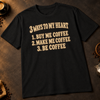 3 Ways to My Heart T-Shirt in Black, tighter zoom-in mockup