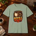 Refill Required T-Shirt Sage close-fill short-sleeve dark-ish coffee-bar flat lay