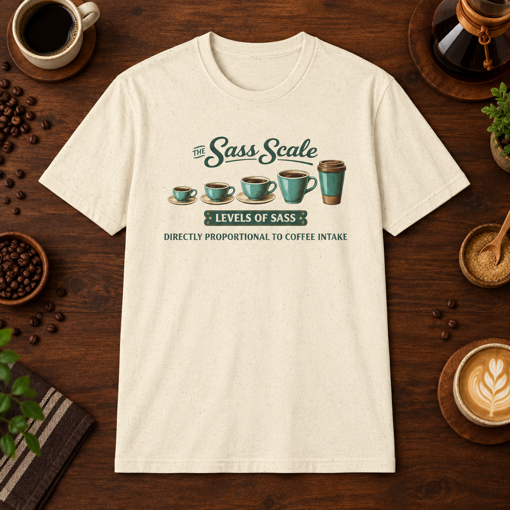 Sass Scale T-Shirt Natural short-sleeve coffee-bar flat lay