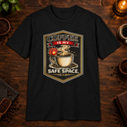 Coffee is My Safe Space T-Shirt in Black, zoomed lifestyle mockup