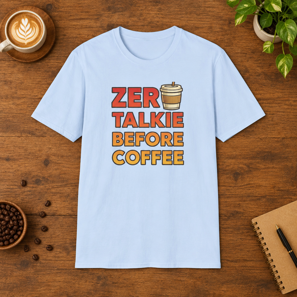 Zero Talkie T-Shirt in Light Blue, lifestyle mockup