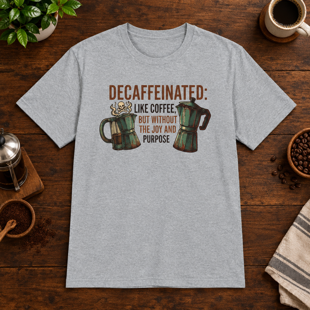 Decaffeinated T-Shirt Sport Grey short-sleeve coffee-bar flat lay