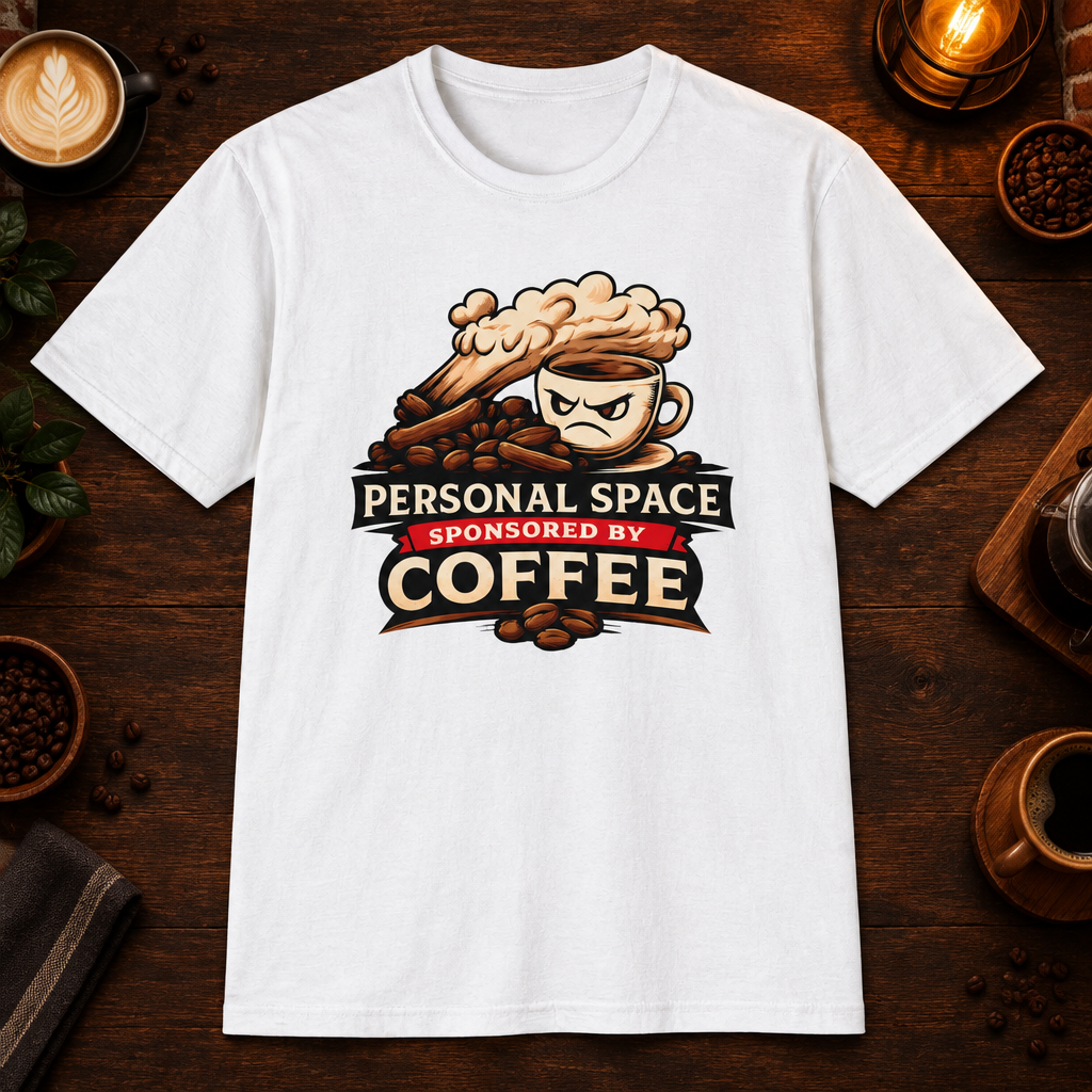 Personal Space T-Shirt in Heather Maroon, zoomed lifestyle mockup