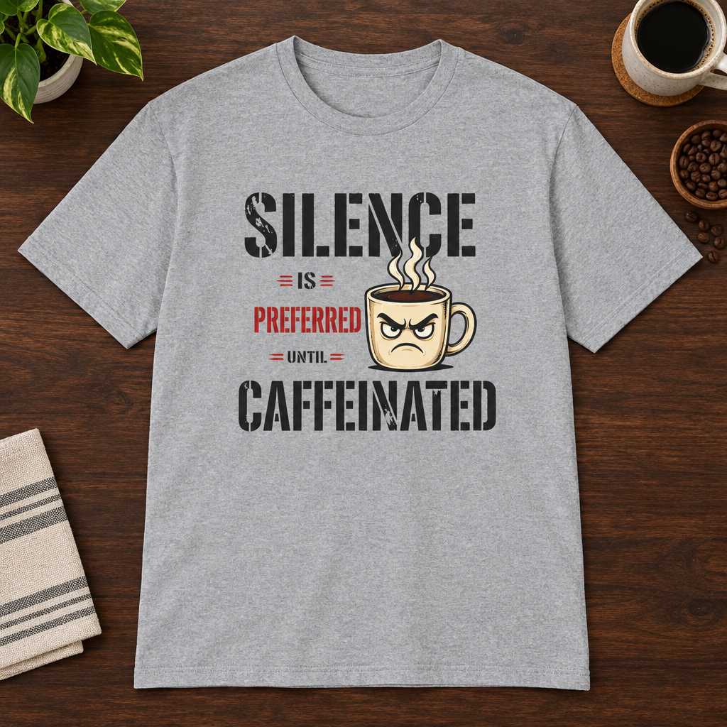 Silence is Preferred T-Shirt Sport Grey short-sleeve coffee-bar flat lay