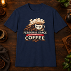 Personal Space T-Shirt in Heather Galapagos Blue, zoomed lifestyle mockup