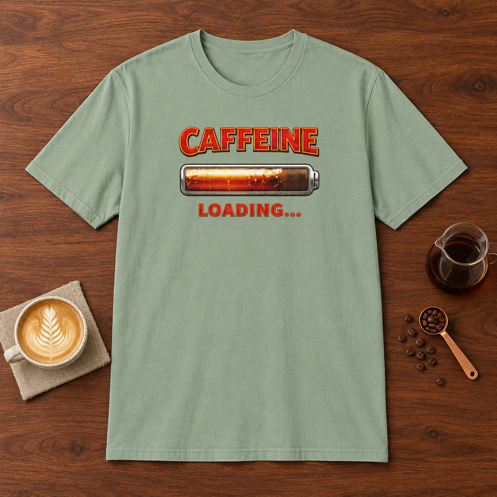 Caffeine Loading T-Shirt Sage coffee bar mockup