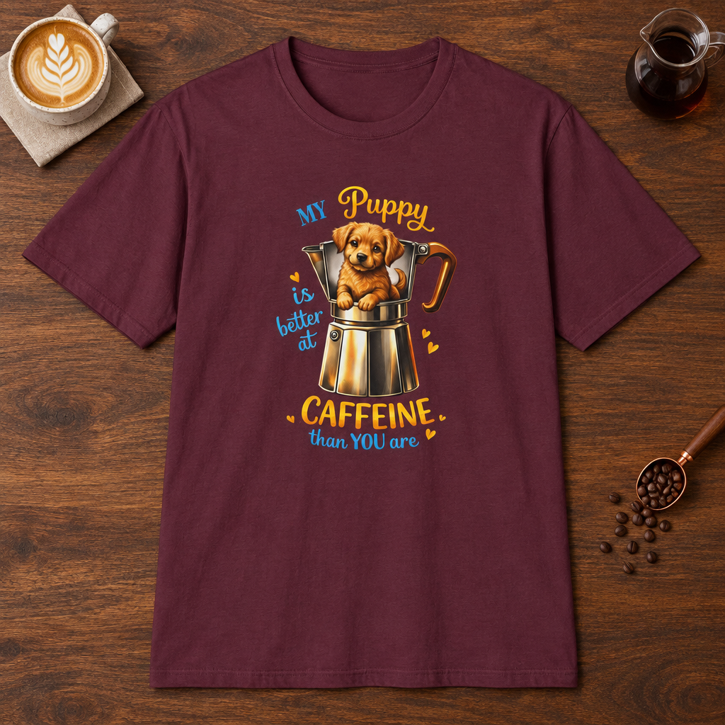 My Puppy - Dark Colors T-Shirt Maroon coffee bar mockup
