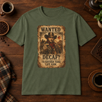 Wanted T-Shirt Military Green short-sleeve coffee-bar flat lay