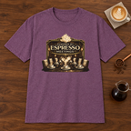 Powered by Espresso Meetings T-Shirt Heather Maroon coffee bar mockup