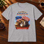God Bless America T-Shirt Sport Grey close-fill short-sleeve coffee-bar flat lay