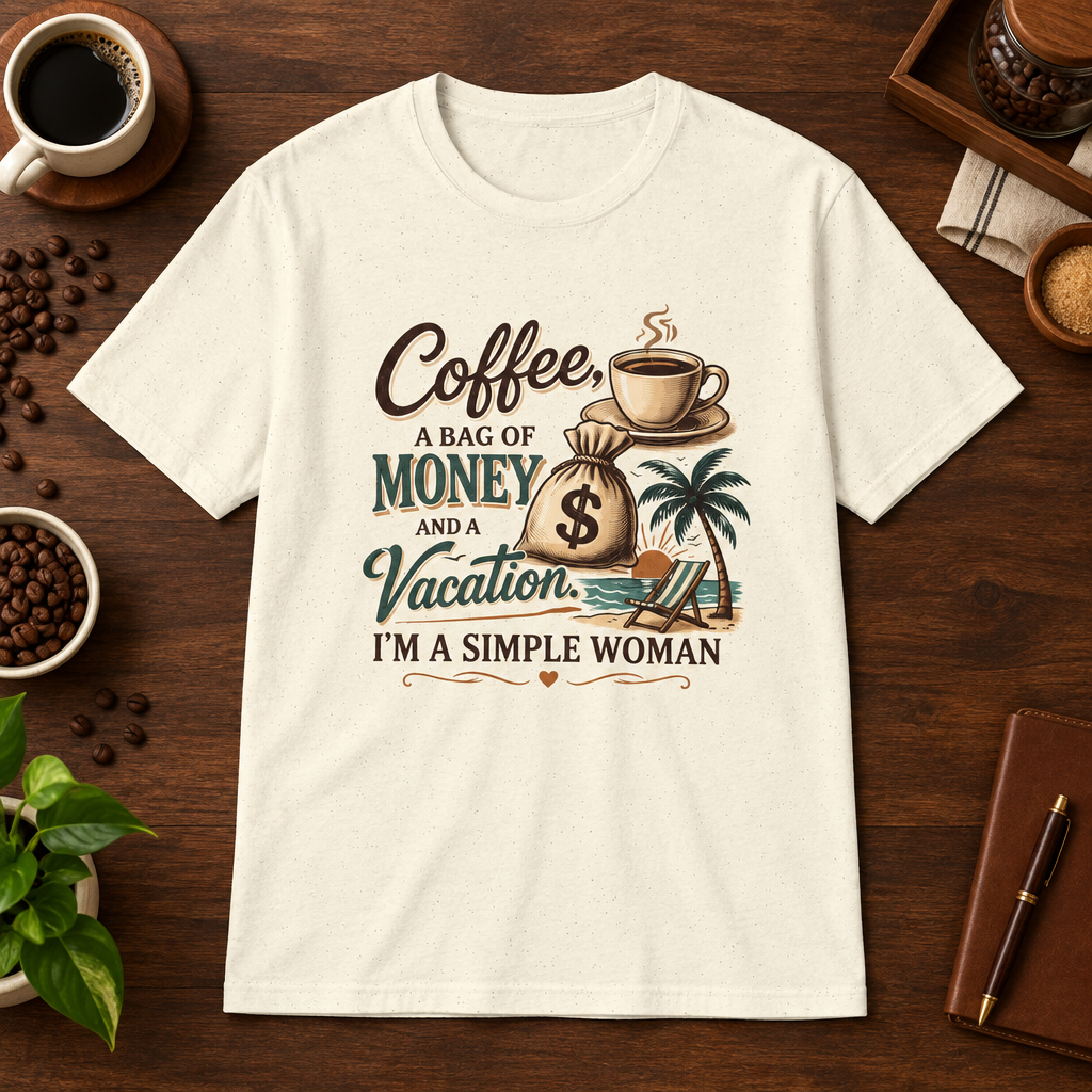 Simple Woman T-Shirt Natural short-sleeve coffee-bar flat lay