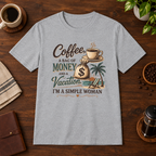 Simple Woman T-Shirt Sport Grey short-sleeve coffee-bar flat lay