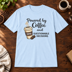 Powered by Coffee T-Shirt Light Blue coffee-bar flat lay