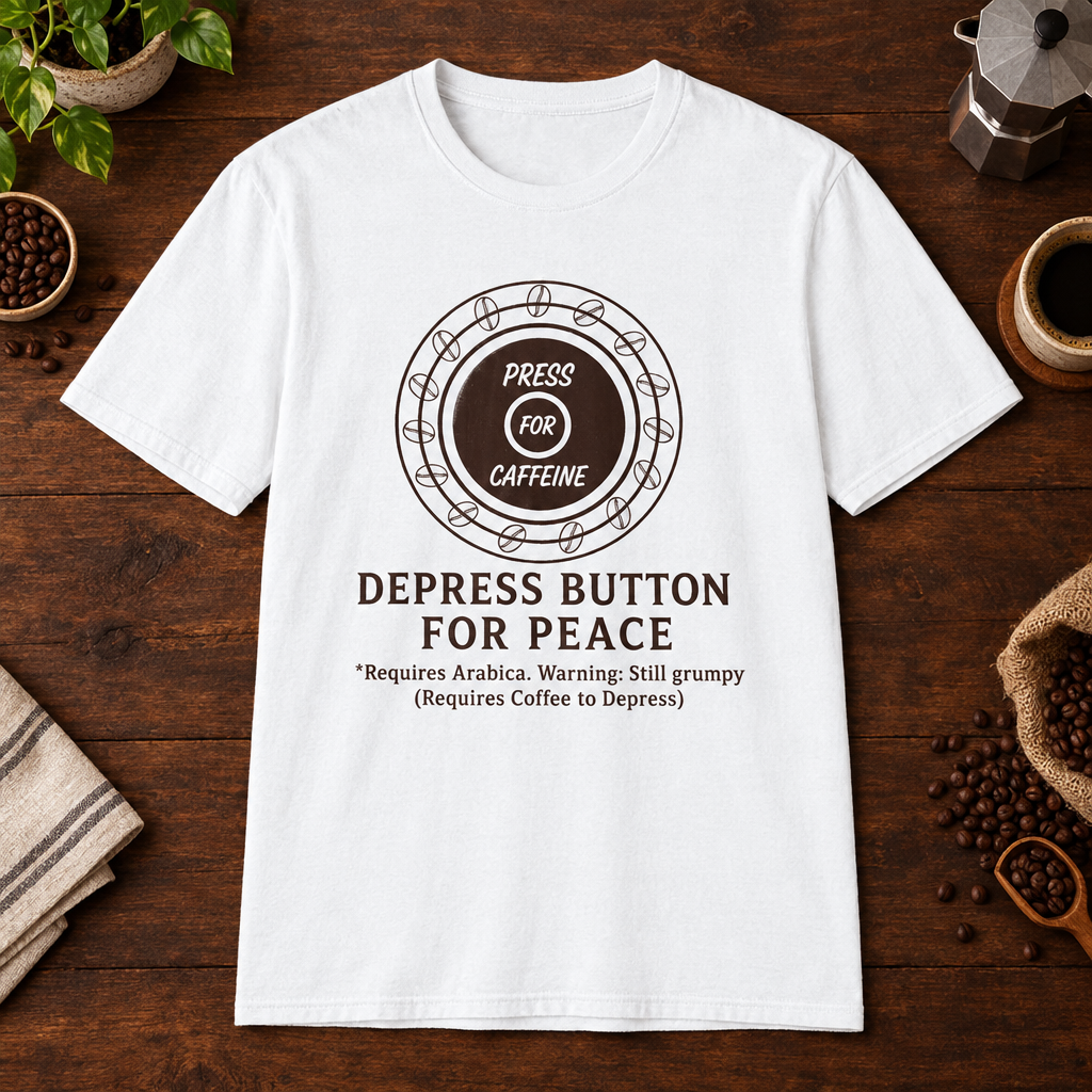 Press for Caffeine T-Shirt White coffee-bar flat lay