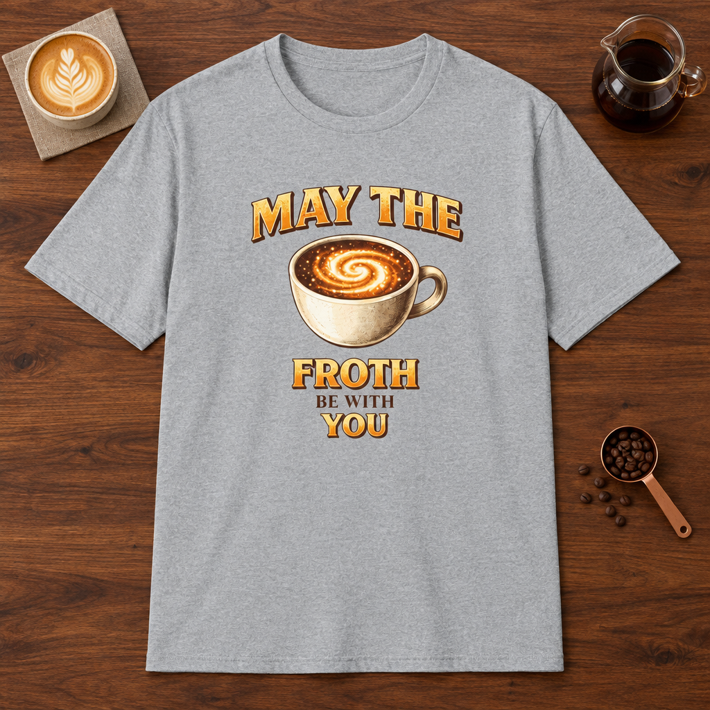 May the Froth Be With You T-Shirt Sport Grey coffee bar mockup
