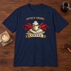 Office Hero Coffee T-Shirt Navy coffee bar mockup