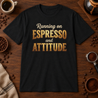 Running of Espresso and Attitude T-Shirt Black coffee-bar flat lay