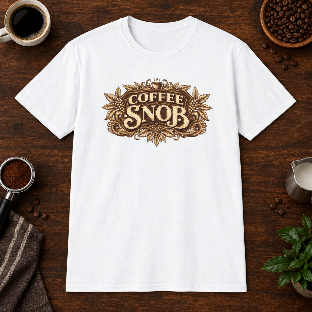 Coffee Snob T-Shirt White short-sleeve coffee-bar flat lay