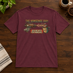 Nonsense Ray T-Shirt Maroon short-sleeve coffee-bar flat lay
