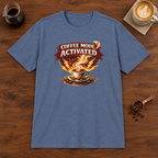 Coffee Mode Activated T-Shirt Heather Indigo coffee bar mockup