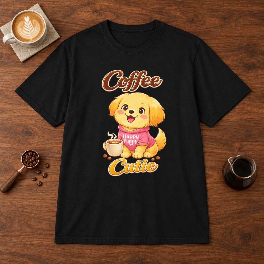 Coffee Cutie T-Shirt Black coffee bar mockup