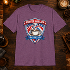 Coffee Shields Activated T-Shirt in White, zoomed lifestyle mockup
