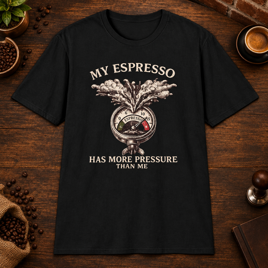 My Espresso T-Shirt Black flat-lay mockup